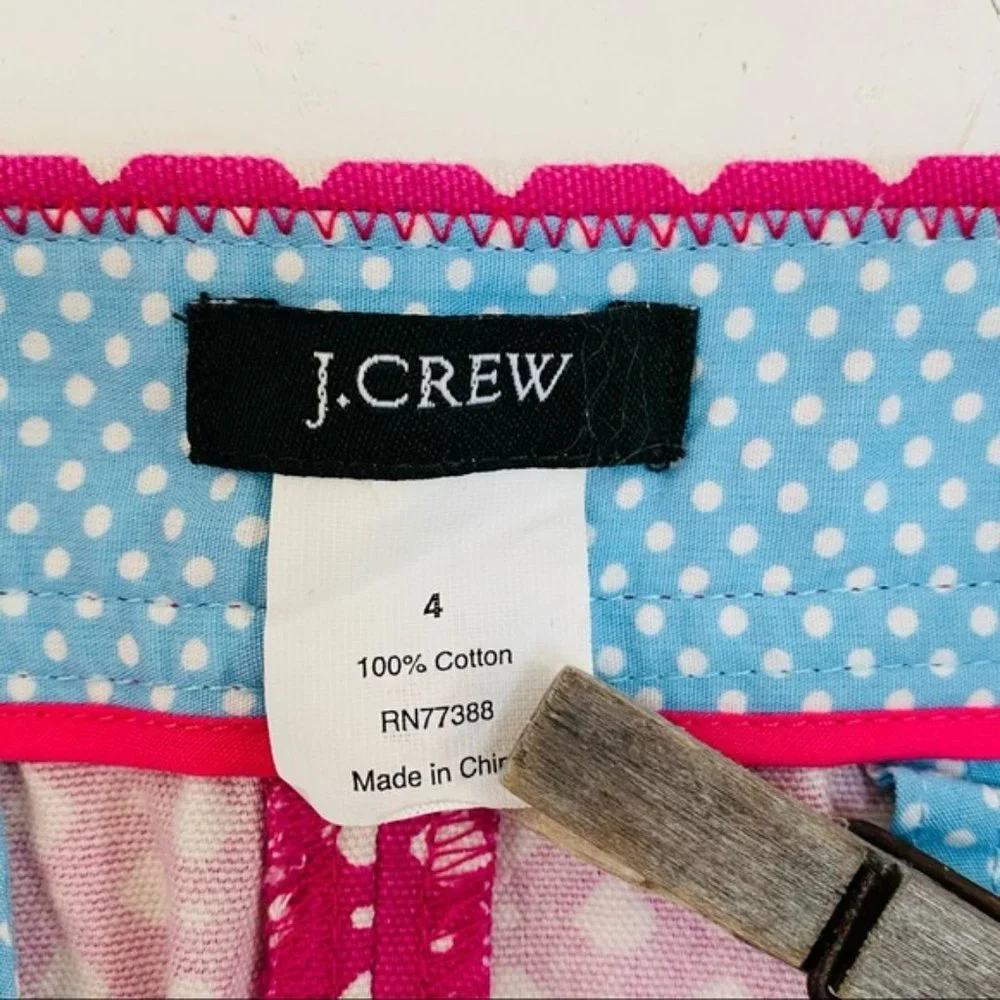 J. Crew Pink & White Polka Dot Mini Skirt (size 4)